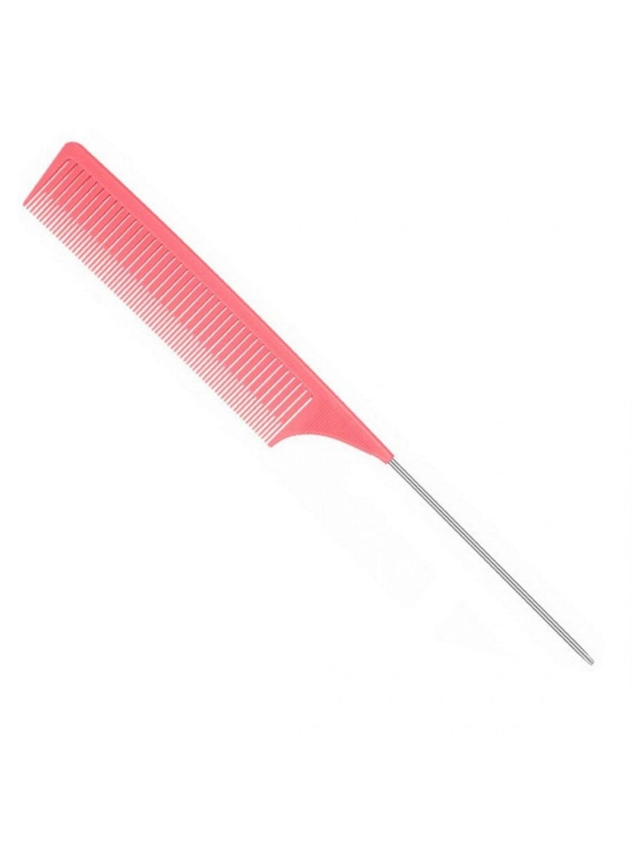 Расчёска Nail Art для мелирования узкая металлическая спица розовый