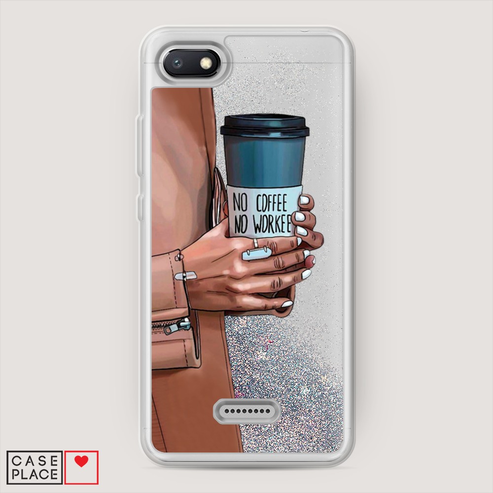 

Жидкий чехол с блестками "No coffee" на Xiaomi Redmi 6A, 34191-1