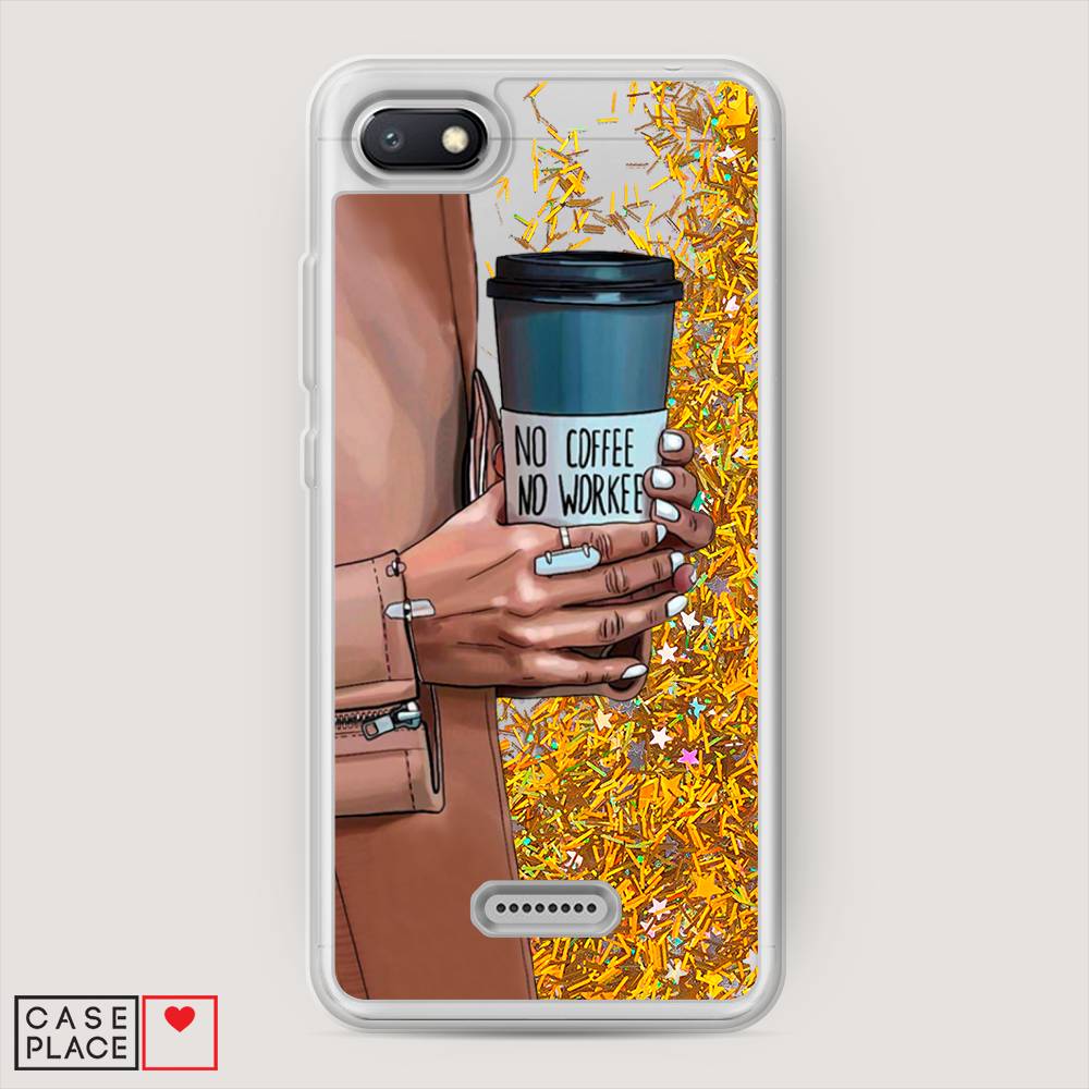 

Жидкий чехол с блестками "No coffee" на Xiaomi Redmi 6A, 34190-1