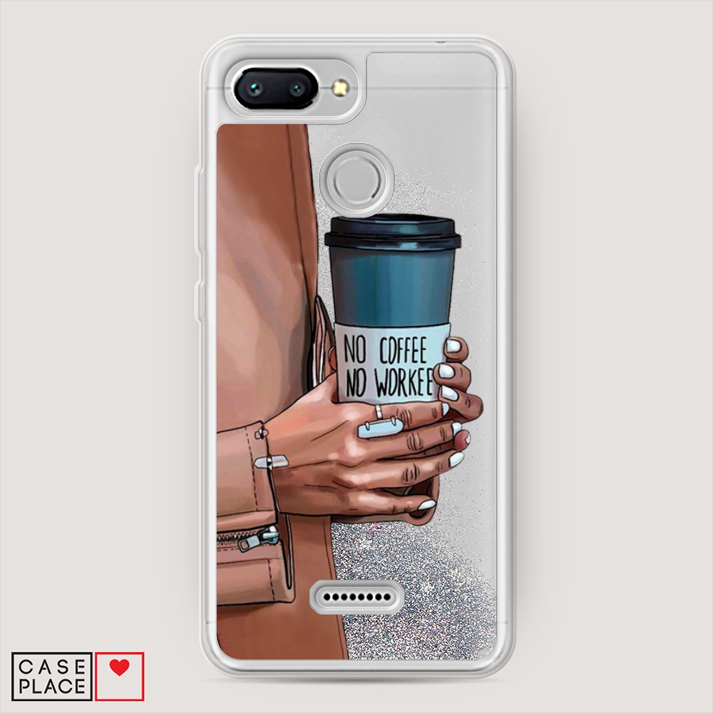 

Жидкий чехол с блестками "No coffee" на Xiaomi Redmi 6, 33891-1