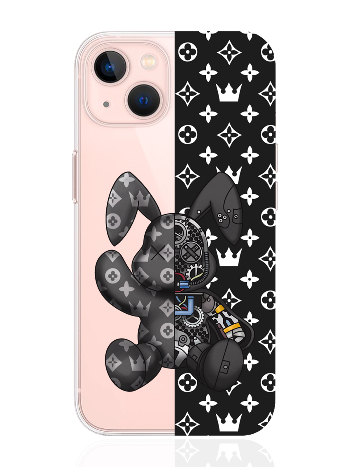 

Чехол MustHaveCase для iPhone 13 Bunny Черный прозрачный, iPhone 13 Bunny Черный
