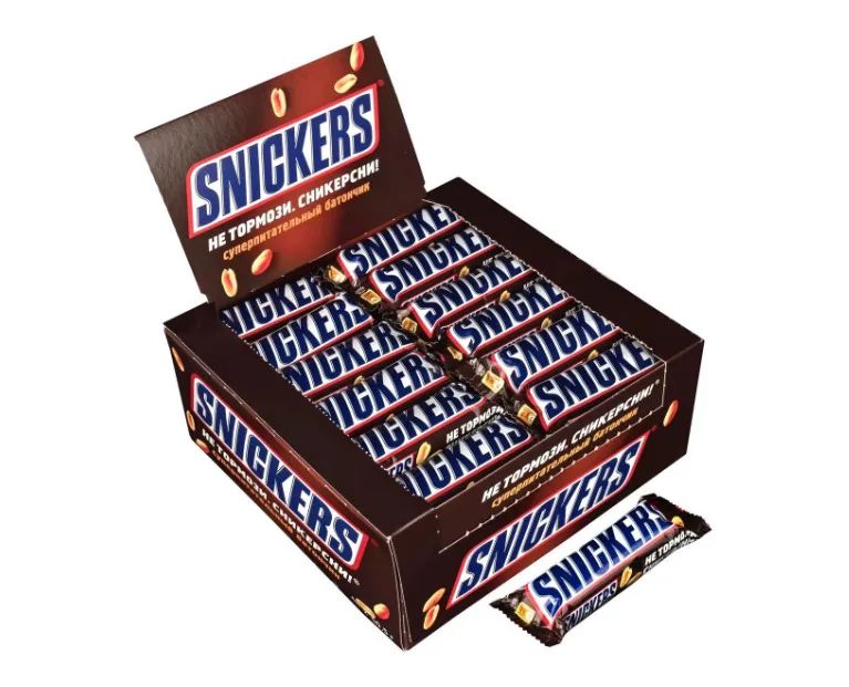 Шоколадный батончик Snickers, 48 шт по 50,5 г