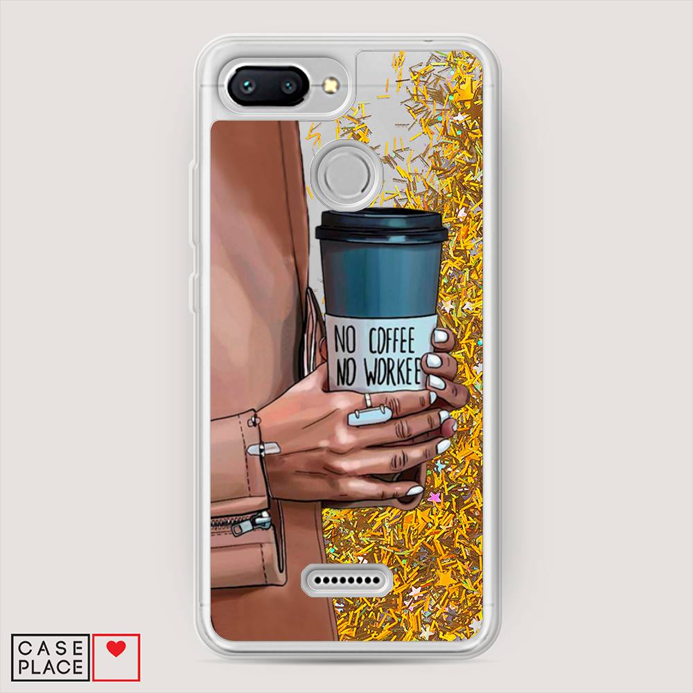 

Жидкий чехол с блестками "No coffee" на Xiaomi Redmi 6, 33890-1