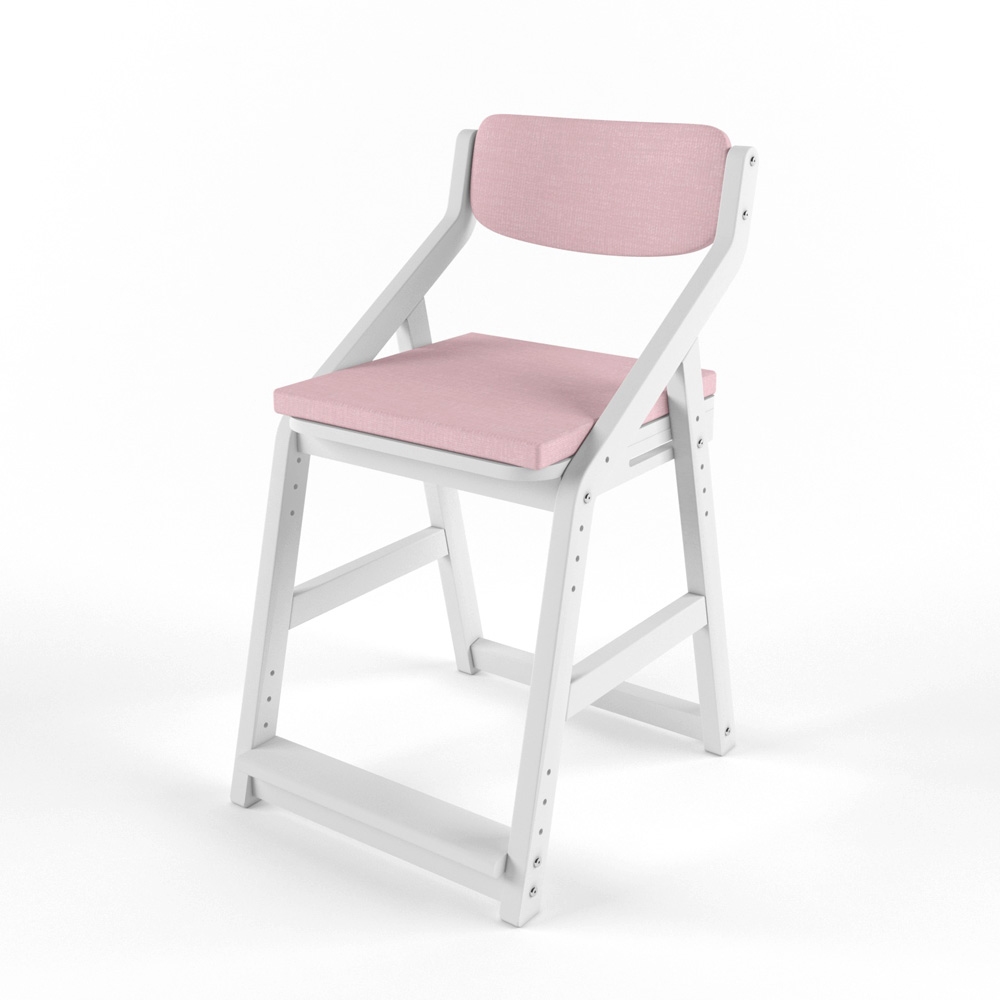 Детский растущий стул 38 Попугаев Робин Wood с подушками, Белый/Розовый