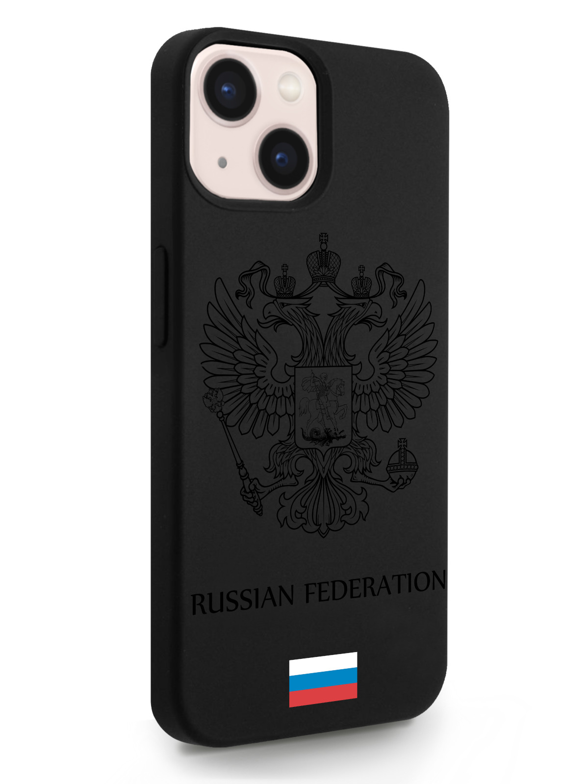 фото Чехол musthavecase для iphone 13 черный лаковый герб россия черный