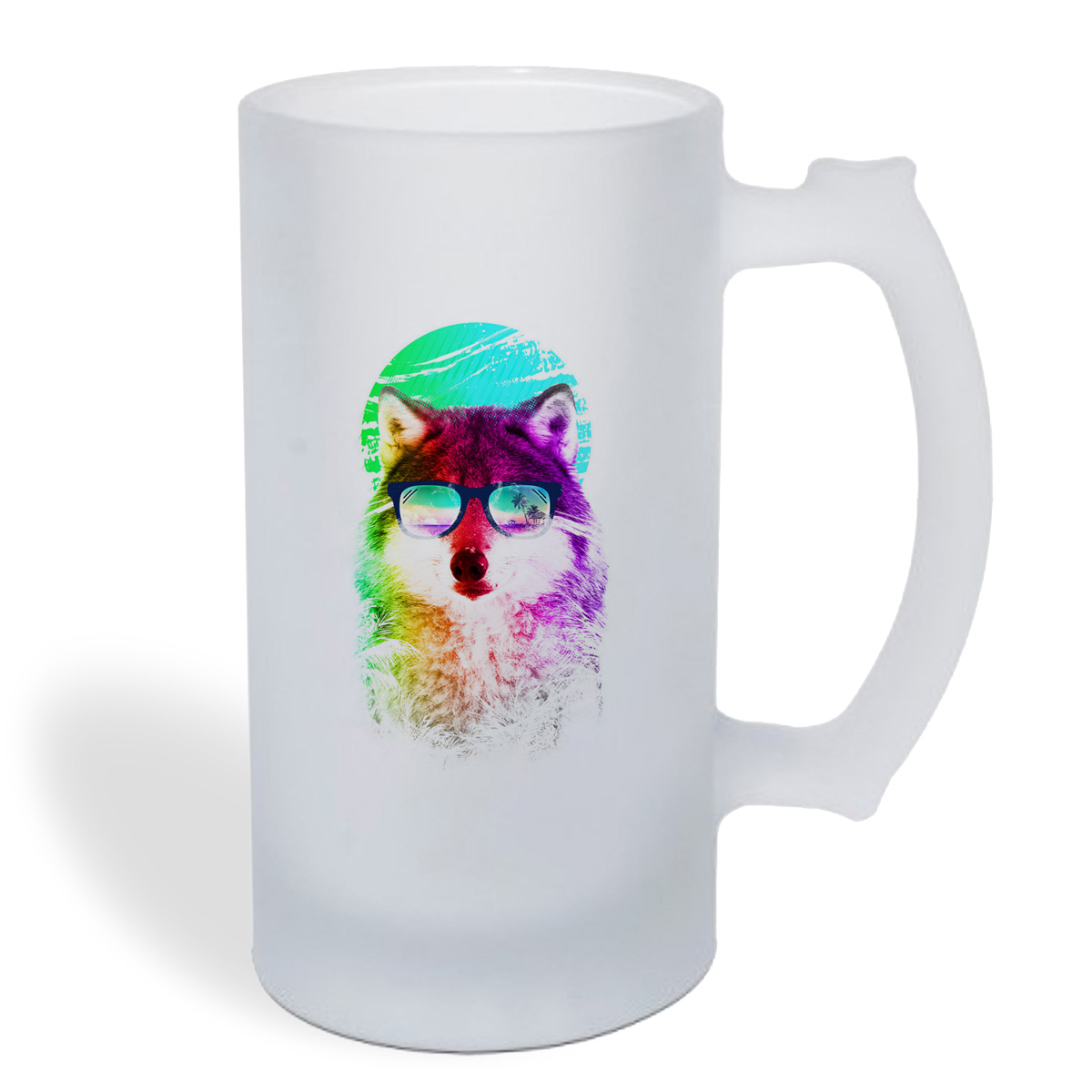 

Кружка пивная CoolPodarok Животные Цветной волк