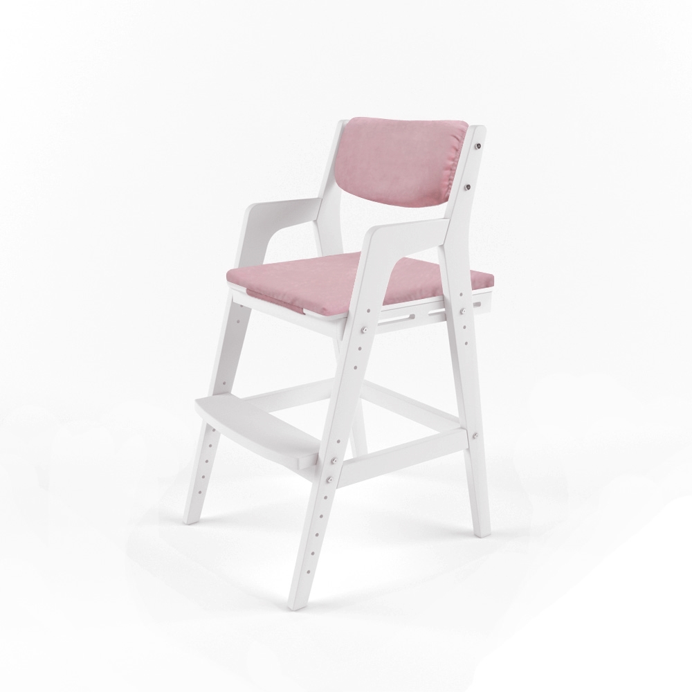 Детский растущий стул 38 Попугаев Вуди с подушками, цвет Белый/Розовый