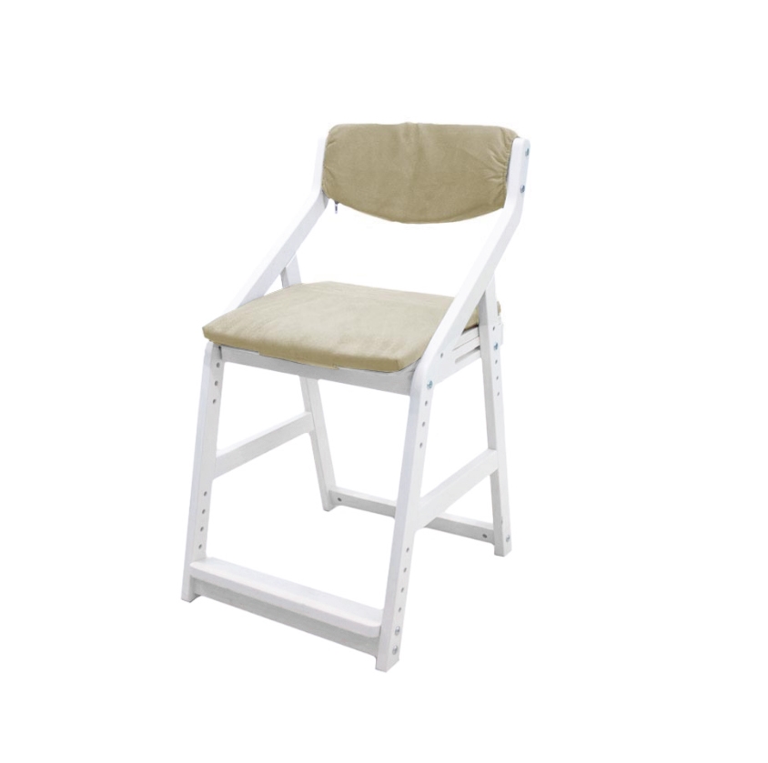 Детский растущий стул 38 Попугаев Робин Wood с подушками, Белый, Бежевый