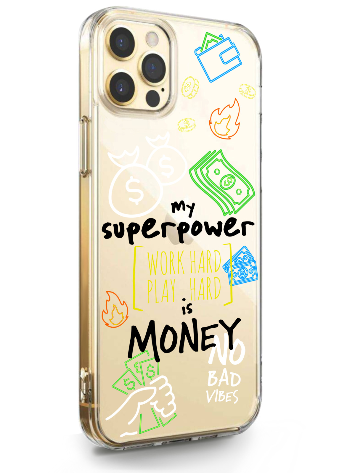 фото Чехол musthavecase для iphone 12 pro max my superpower is money прозрачный