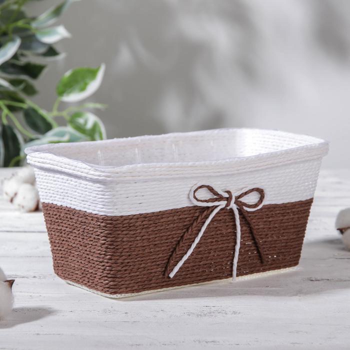 

Цветочное кашпо плетеное бантик 5182328 4 л белый коричневый 1 шт., плетеное бантик