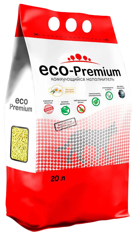 фото Наполнитель для кошек eco premium ромашка древесный комкующийся, 20 л, 7,6 кг eco-premium