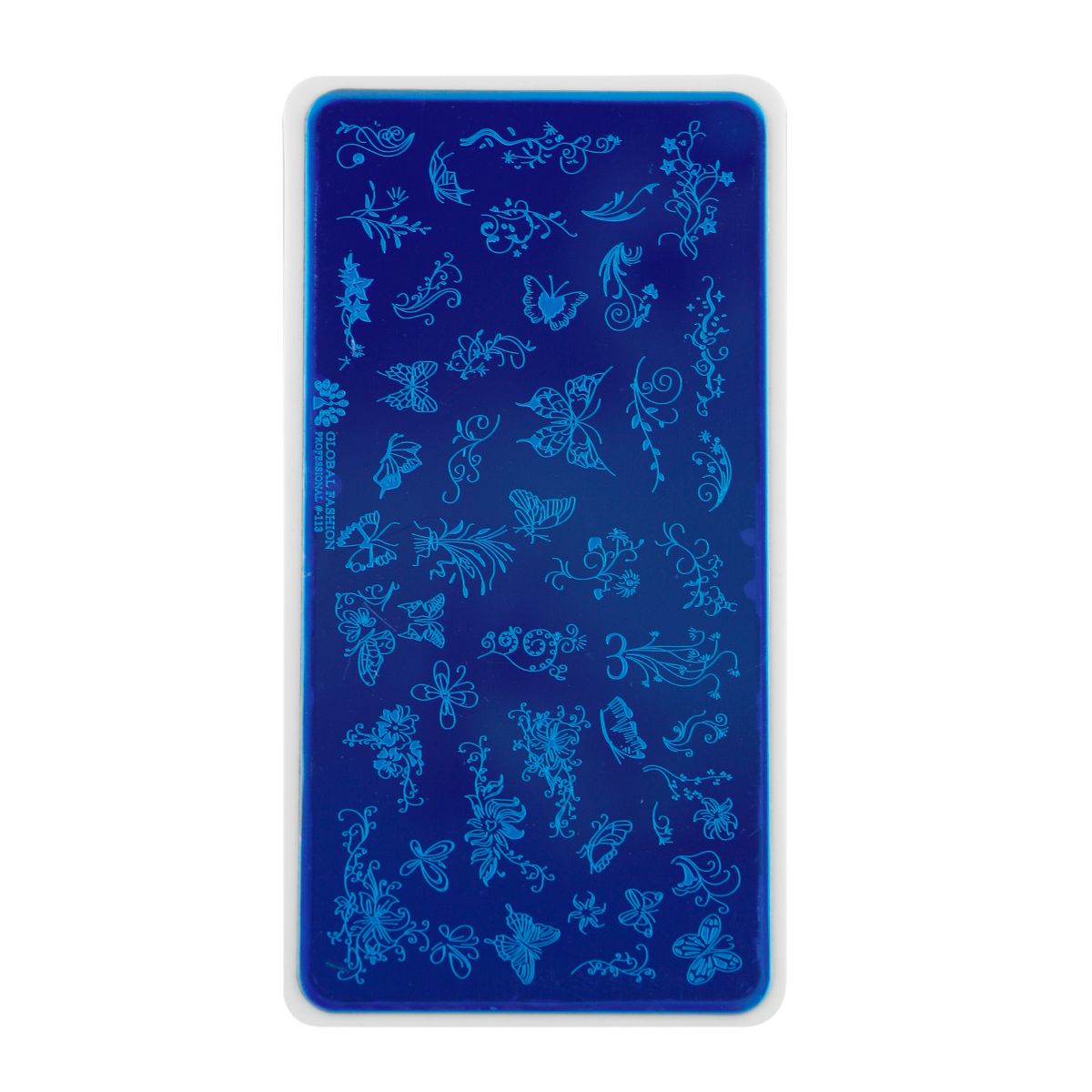 Пластина диск для стемпинга Global Fashion №113 Бабочки растения узоры набор для украшения бабочки 12 штук синий