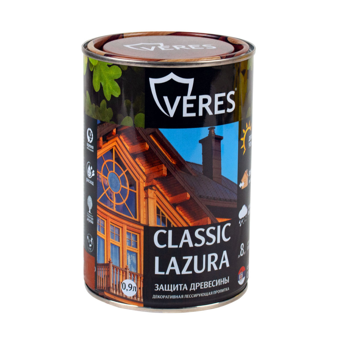 Верес классик лазура № 1 бесцветный  0,9 л  VERES пропитка veres classic lazura 9 палисандр 2 7 л 1 4 42022
