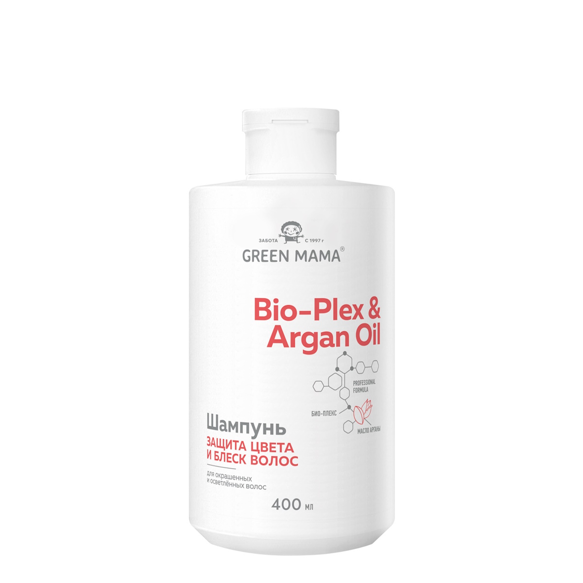 Шампунь для защиты цвета GREEN MAMA Bio-Plex & Argan Oil 400 мл шампунь для реконструкции и глубокого восстановления волос keratin pro 91400 250 мл