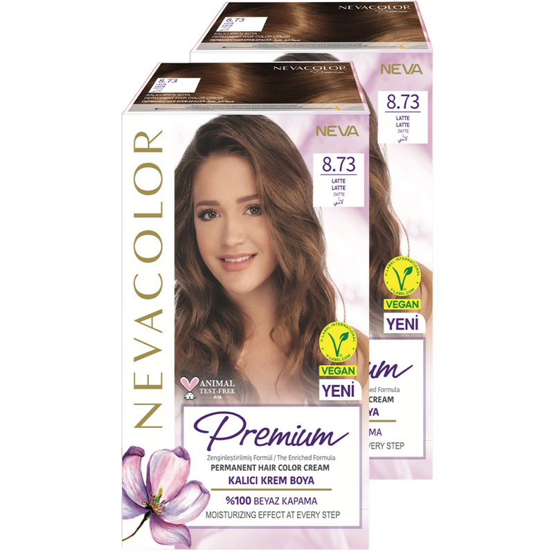 Стойкая крем-краска для волос Neva Premium 8.73 Латте 2шт гостиная латте 2 2554×456×2134 мм бодега cветлый орех донской