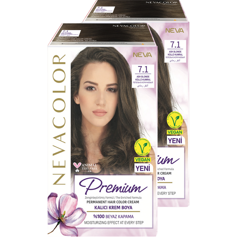 Стойкая крем-краска для волос Neva Premium 7.1 Пепельно-коричневый 2шт