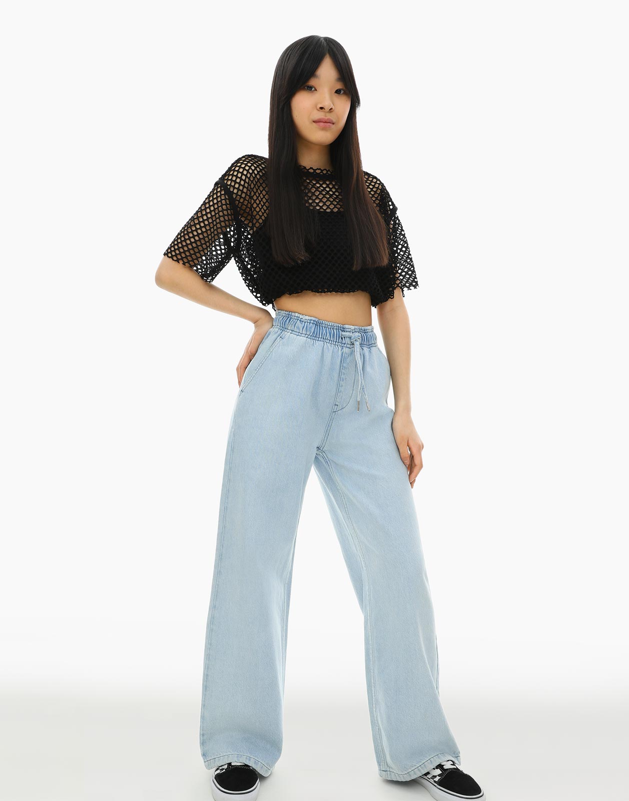 

Джинсы Long leg со шнурком для девочки р.146, Голубой, GJN028407