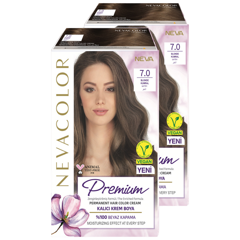 Стойкая крем-краска для волос Neva Premium 7.0 Шатен 2шт