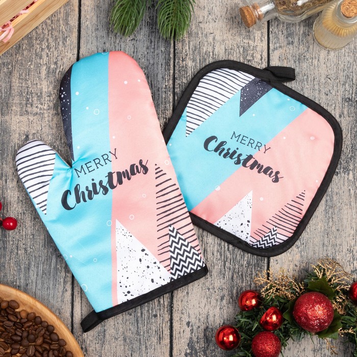 

Кух. набор 2 пр. Доляна Merry Christmas прих. 17x17 , вареж. 26x16 , 100% п/э