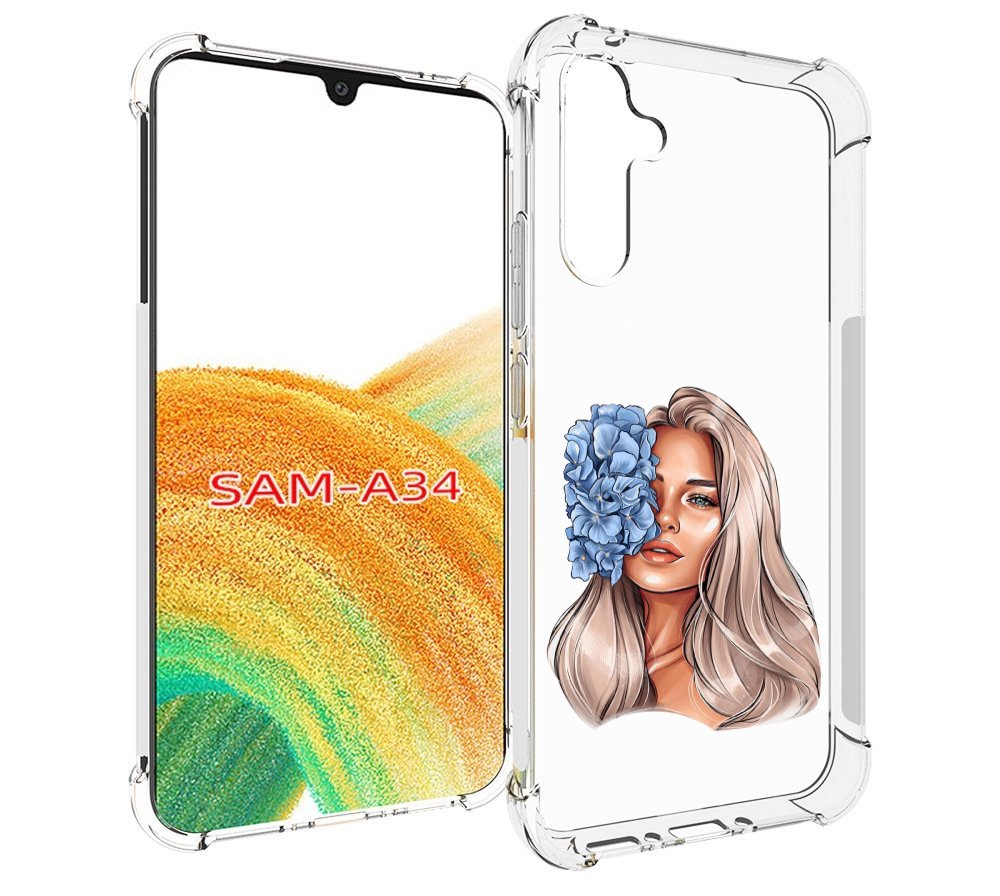 

Чехол MyPads блондинка-с-голубыми-цветами женский для Samsung Galaxy A34, Tocco