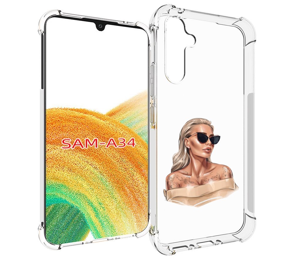 

Чехол MyPads блондинка-в-очках женский для Samsung Galaxy A34, Tocco