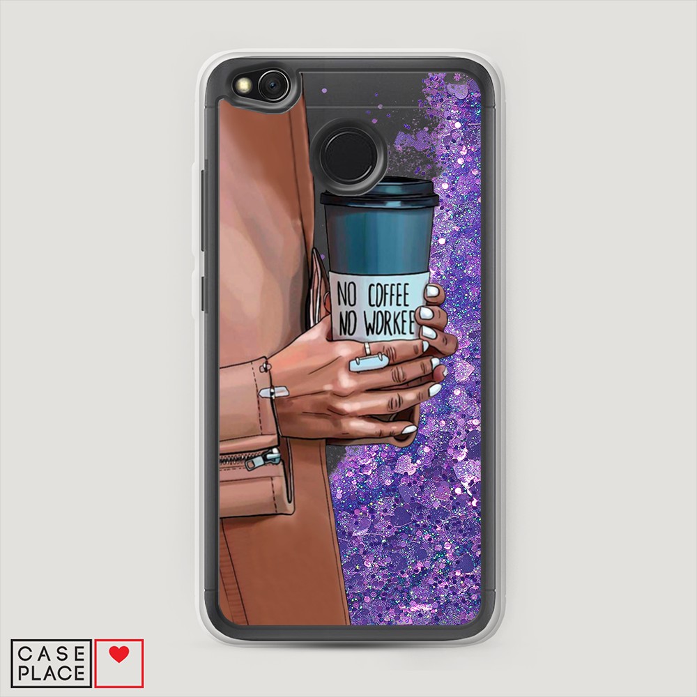 

Жидкий чехол с блестками "No coffee" на Xiaomi Redmi 4X, 31492-1
