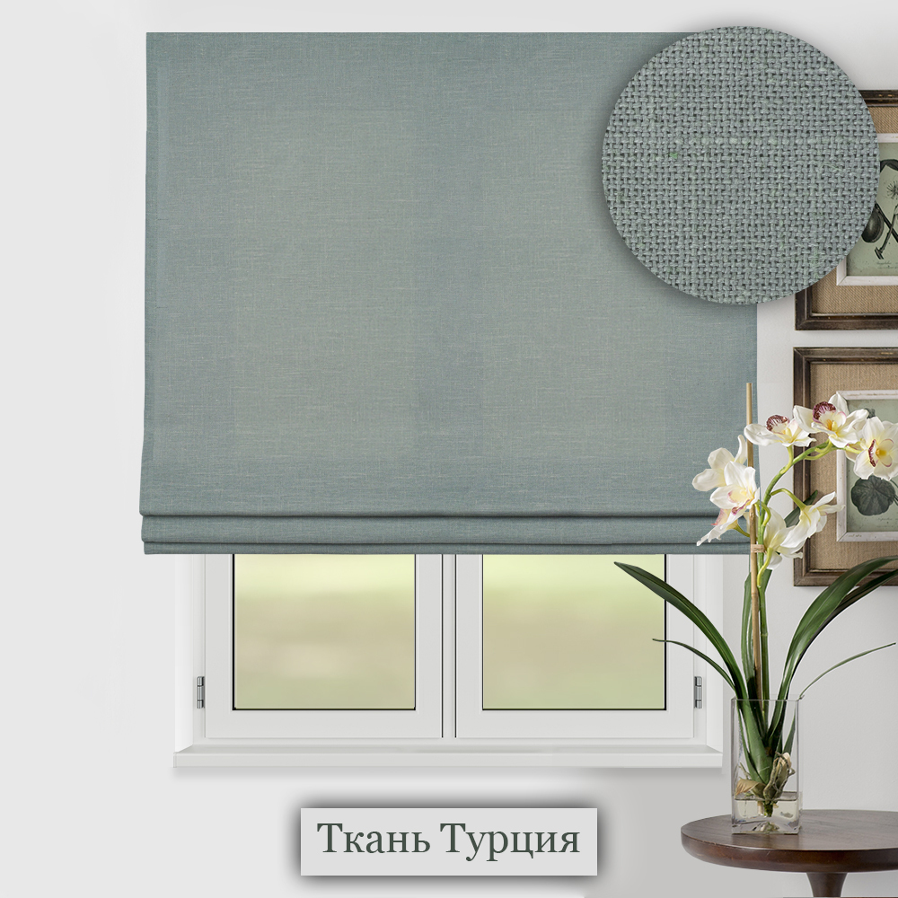 

Римская штора OLEXDECO Лён Мятный 160х170 см, с кордовым карнизом, RIM-LEN