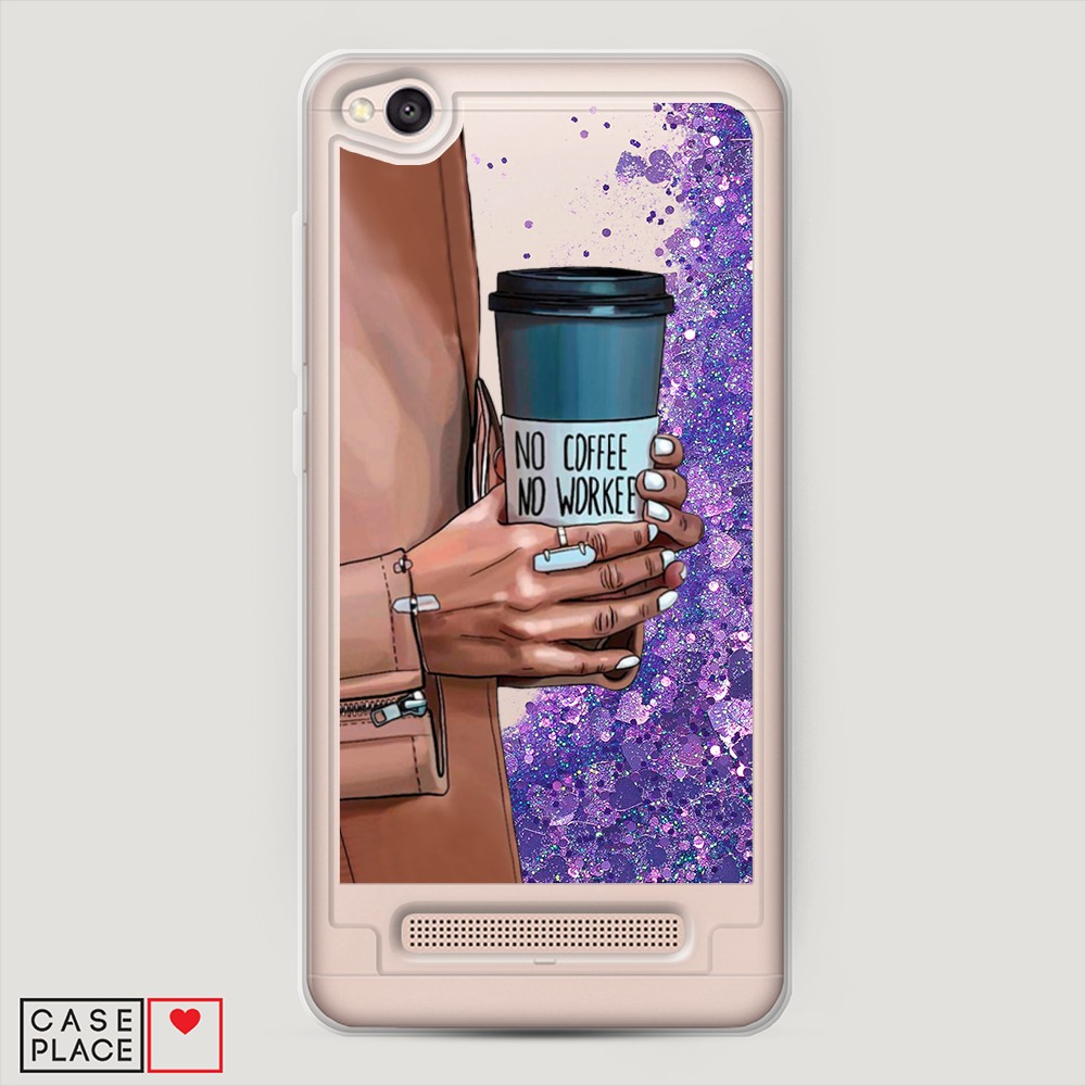 

Жидкий чехол с блестками "No coffee" на Xiaomi Redmi 4A