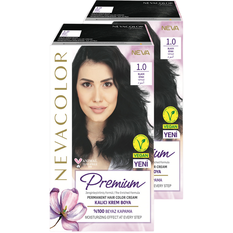 Стойкая крем-краска для волос Neva Premium 1.0 Чёрный 2шт одноразовые салфетки premium monoart towel up чёрный 500 шт