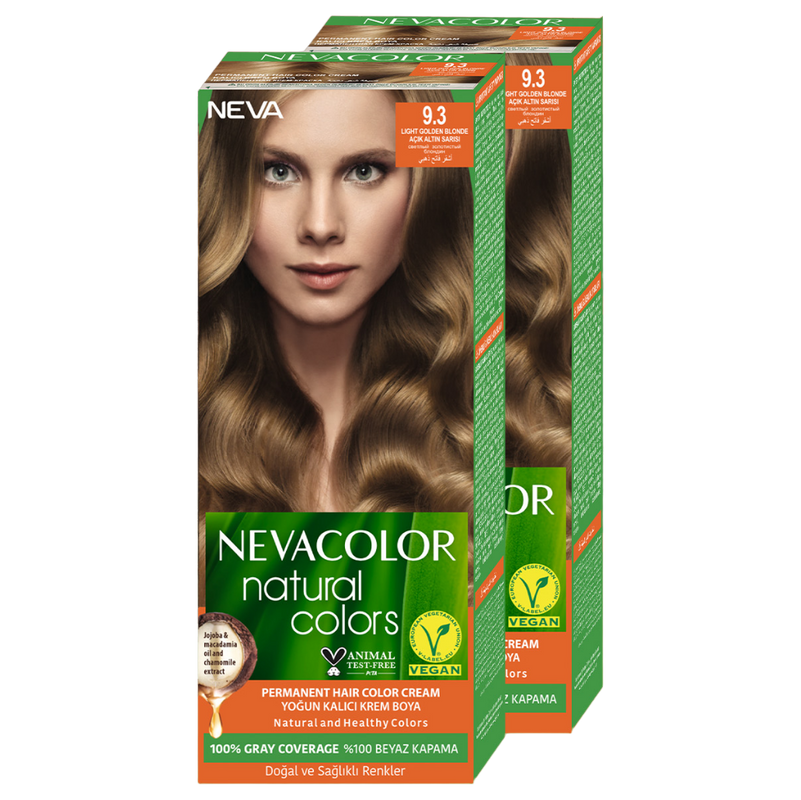 Стойкая крем-краска для волос Neva Natural Colors 9.3 Светлый золотистый блондин 2шт крем краска для волос neva natural colors 7 3 карамельный русый