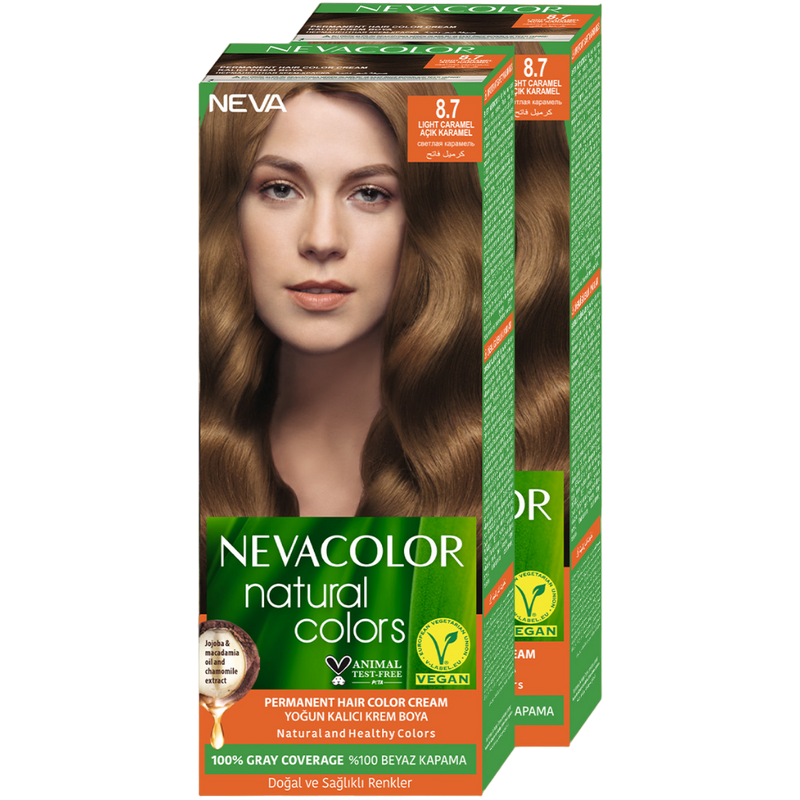 Стойкая крем-краска для волос Neva Natural Colors 8.7 Светлая карамель 2 шт