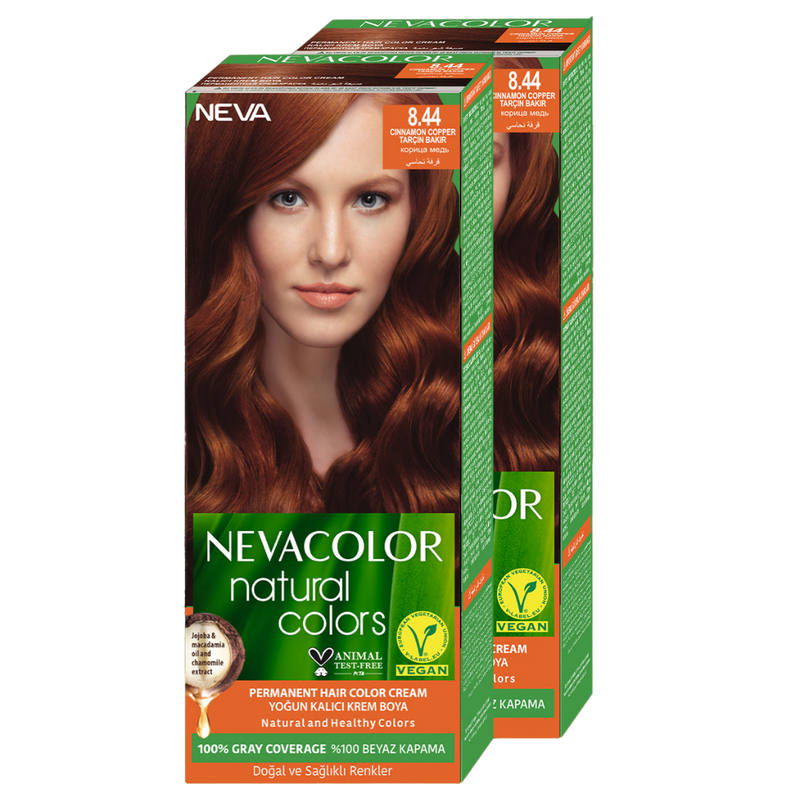 Стойкая крем-краска для волос Neva Natural Colors 8.44 Корица медь 2 шт крем краска для волос neva natural colors 7 3 карамельный русый