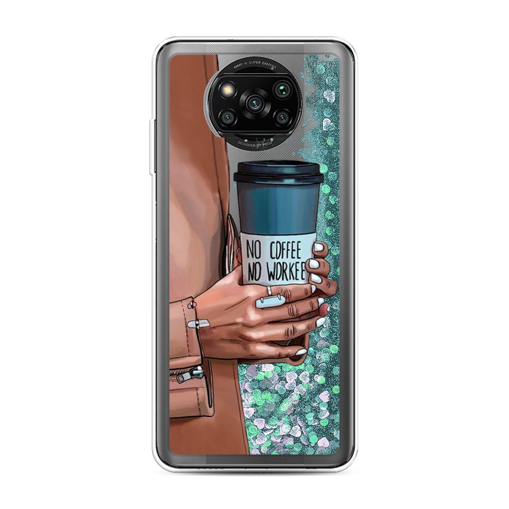

Жидкий чехол с блестками "No coffee" на Xiaomi Poco X3 Pro, 310695-1