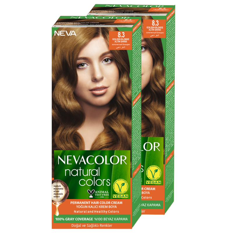 Стойкая крем-краска для волос Neva Natural Colors 8.3 Золотистый блондин 2 шт
