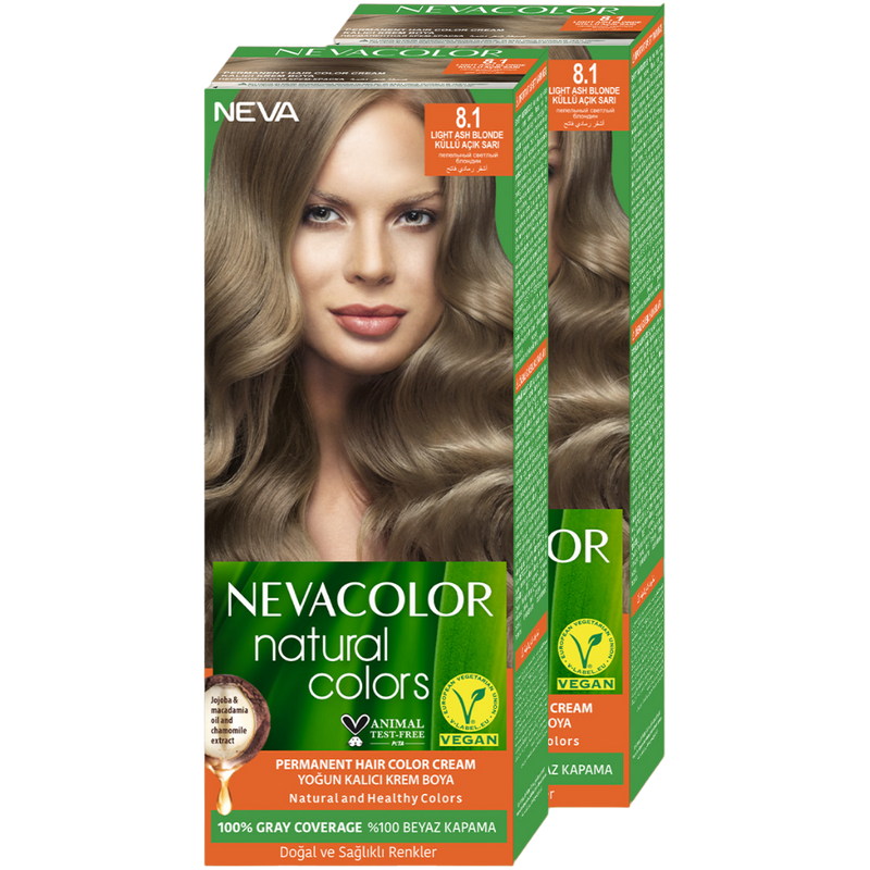 Стойкая крем-краска для волос Neva Natural Colors 8.1 Пепельный светлый блондин 2 шт крем для рук ромашка 30 мл