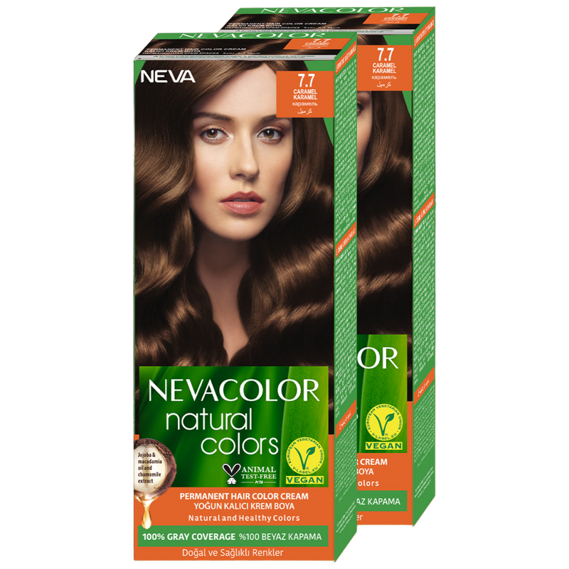 Стойкая крем-краска для волос Neva Natural Colors 7.7 Карамель 2 шт mediterranean крем для душа с коллагеном и гиалуроновой кислотой ваниль и карамель 750