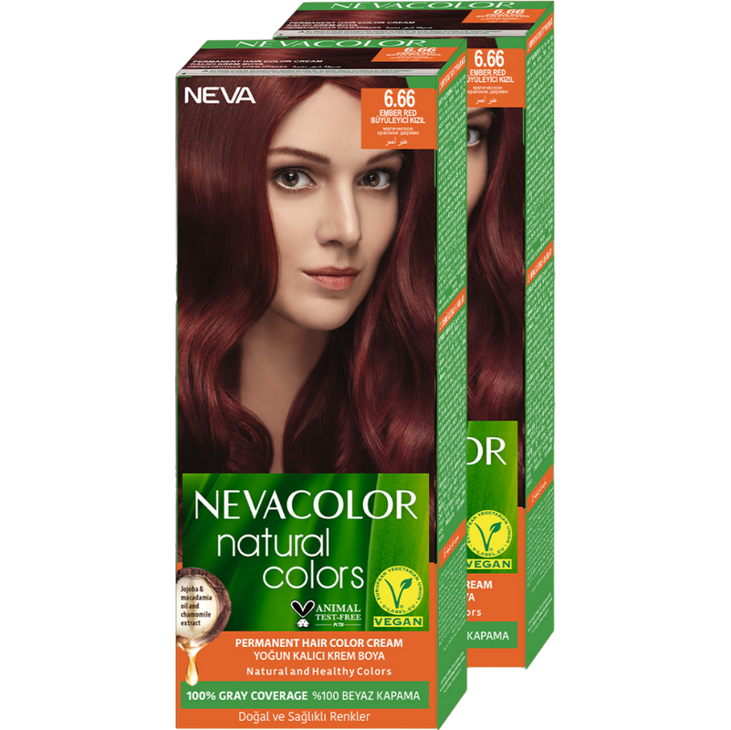 Стойкая крем-краска для волос Neva Natural Colors 6.66 Магическое красное дерево 2шт крем краска для волос neva naturalis vegan стойкая 7 32 медово коричневый