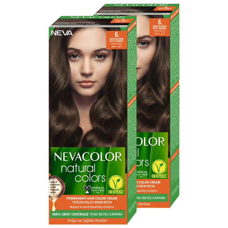 Стойкая крем-краска для волос Neva Natural Colors 6. Тёмно русый 2 шт