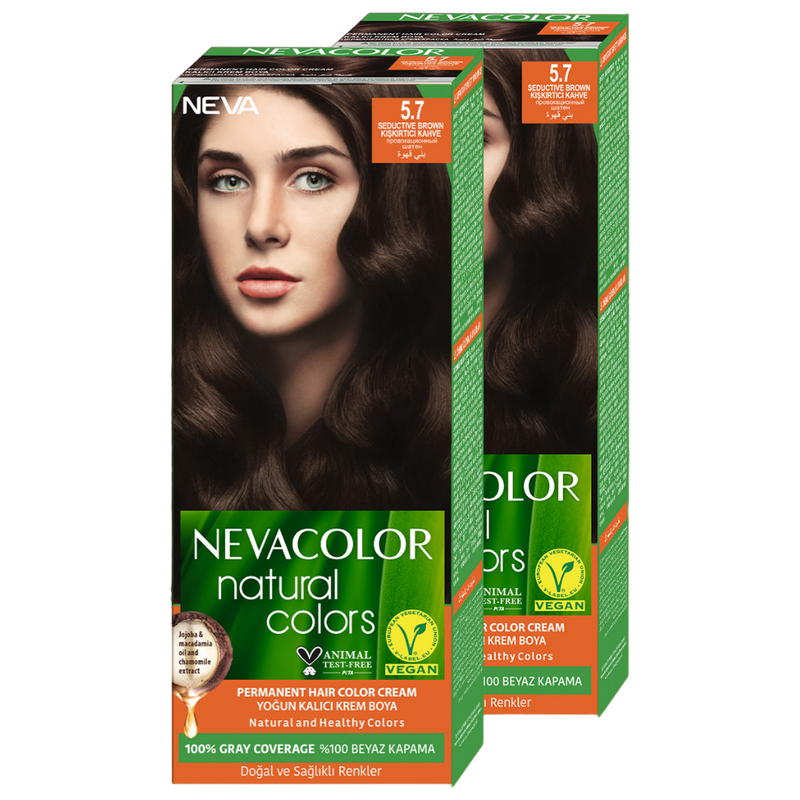 Стойкая крем-краска для волос Neva Natural Colors 5.7 Провокационный шатен 2 шт крем краска для волос nevacolor premium 7 0 шатен