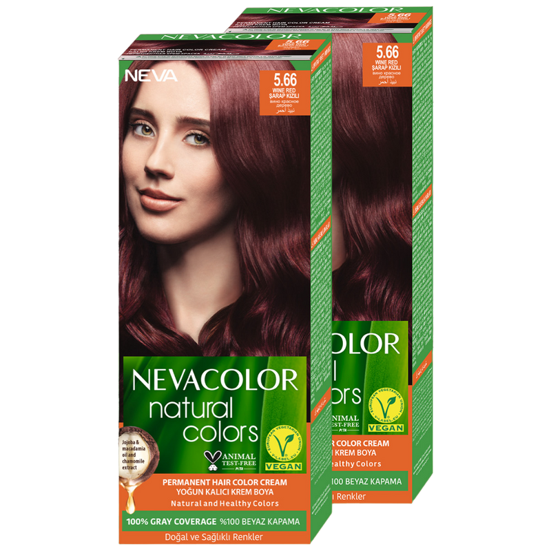 Стойкая крем-краска для волос Neva Natural Colors 5.66 Вино красное дерево 2 шт