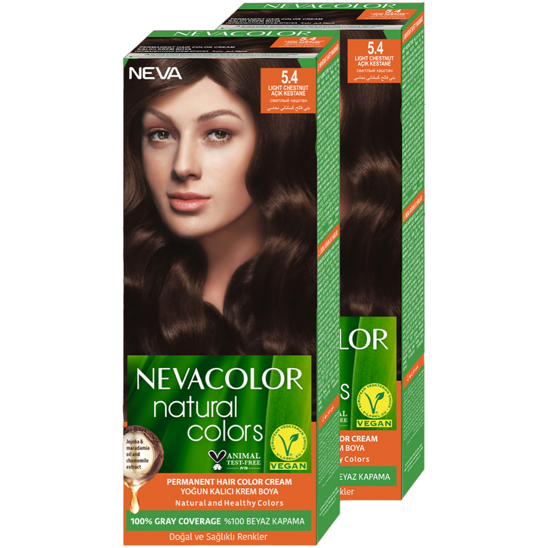 

Стойкая крем-краска для волос Neva Natural Colors 5.4 Светлый каштан 2 шт, Коричневый