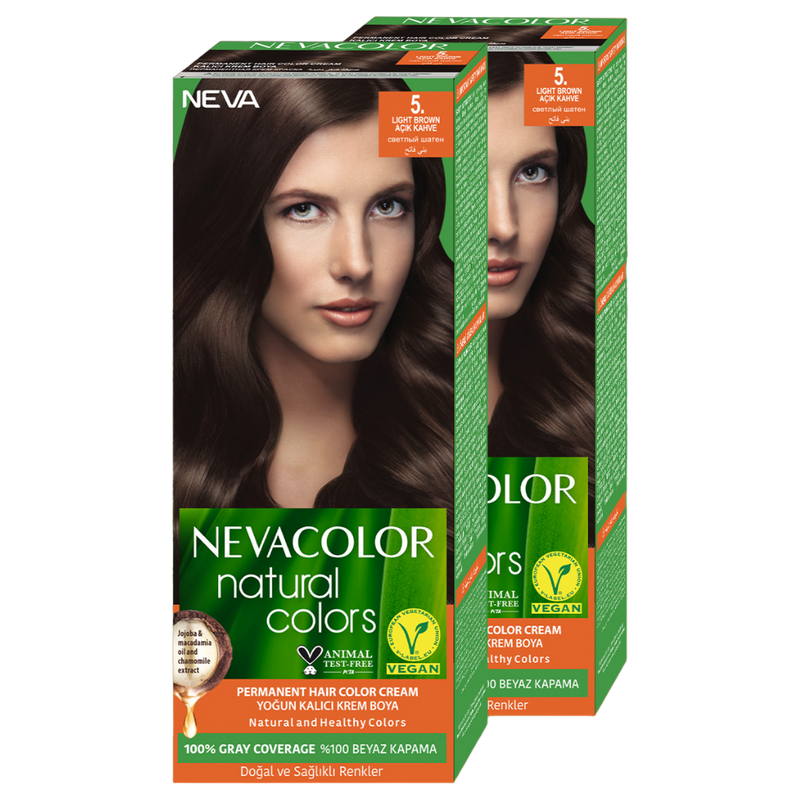 Стойкая крем-краска для волос Neva Natural Colors 5. Светлый шатен 2 шт