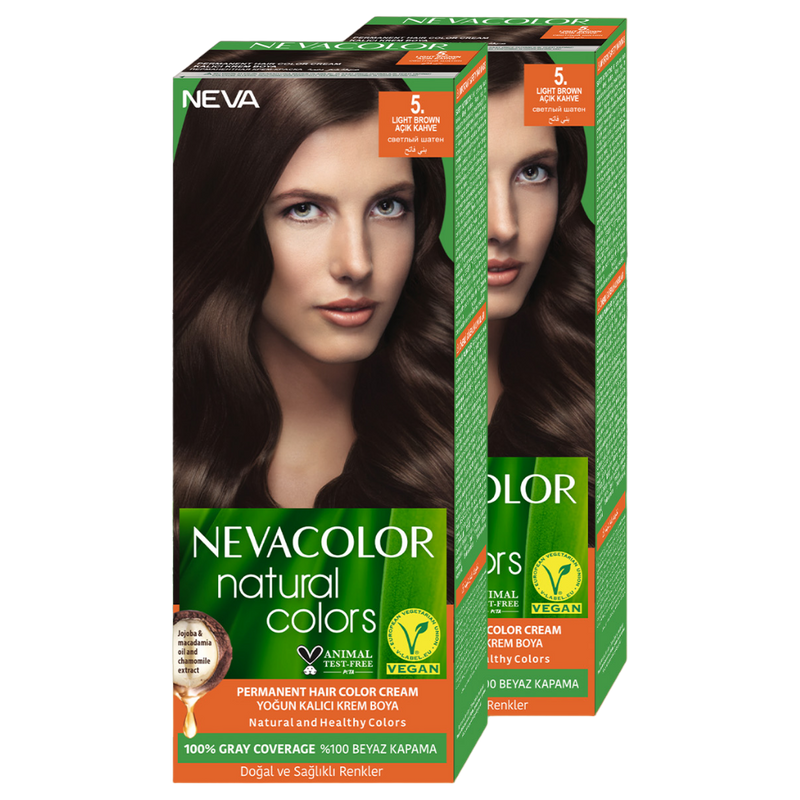 Стойкая крем-краска для волос Neva Natural Colors 5. Светлый шатен 2 шт стойкая крем краска для волос neva natural colors 4 5 красное дерево шатен 2 шт