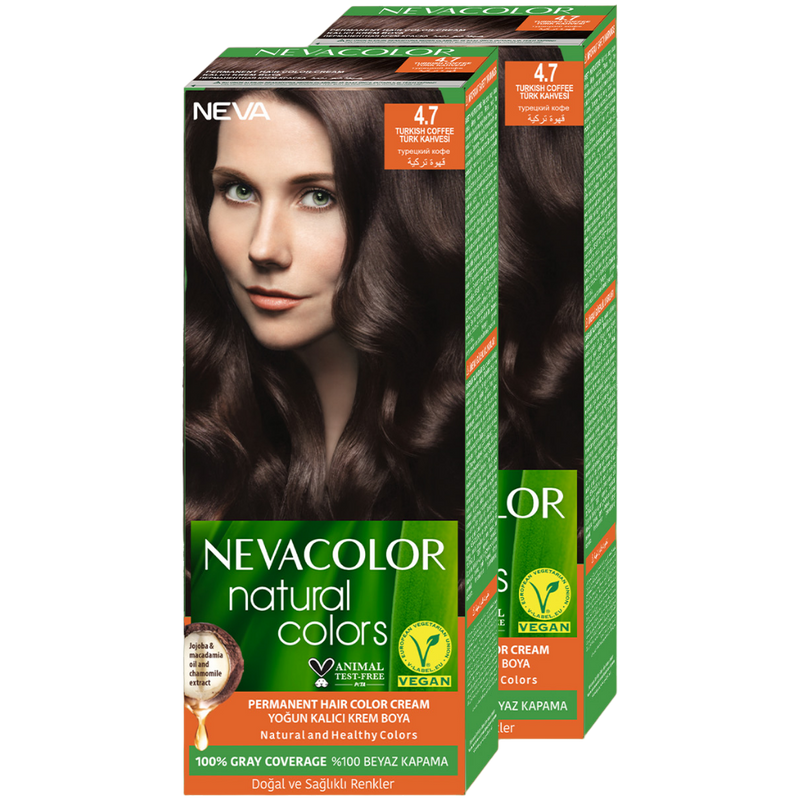 Стойкая крем-краска для волос Neva Natural Colors 4.7 Турецкий кофе 2 шт муслиновый плед all natural кофе