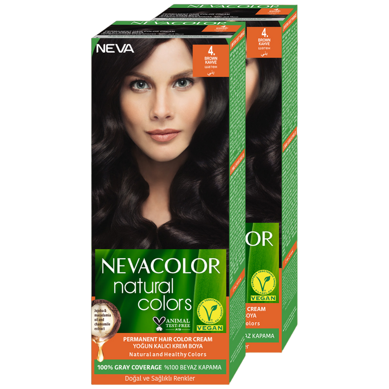 Стойкая крем-краска для волос Neva Natural Colors 4. Шатен 2 шт крем краска для волос nevacolor premium 7 0 шатен