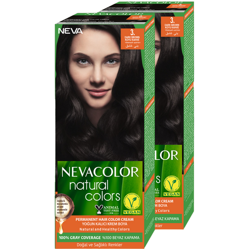 Стойкая крем-краска для волос Neva Natural Colors 3. Темный шатен 2 шт l oreal professionnel крем краска majirel 3 темный шатен 50 мл