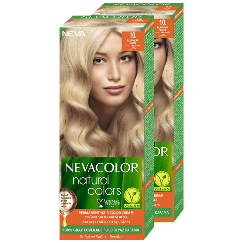 Стойкая крем-краска для волос Neva Natural Colors 10. Платиновый 2 шт стойкая крем краска для волос neva natural colors 7 3 карамельный русый 2 шт
