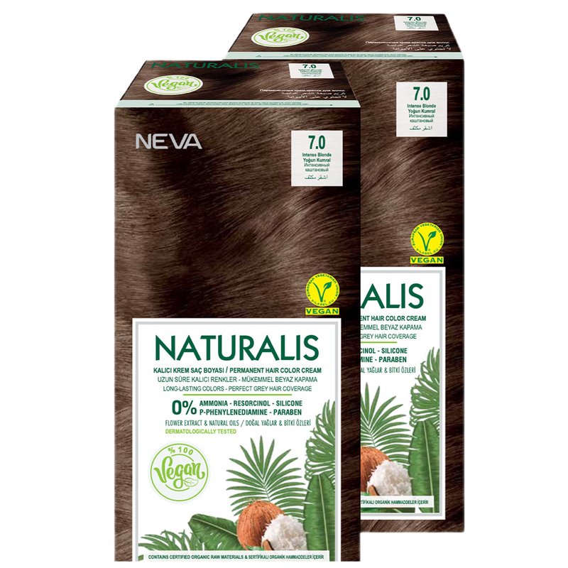 Стойкая крем-краска для волос Neva Naturalis Vegan 7.0 Интенсивный каштановый 2 шт