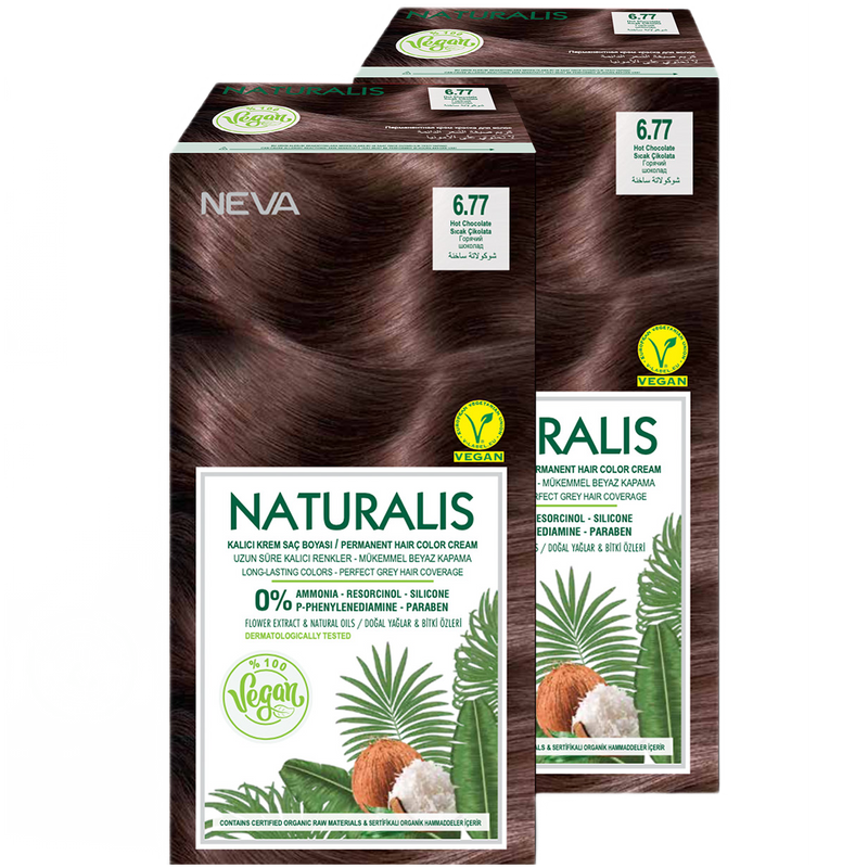 Стойкая крем-краска для волос Neva Naturalis Vegan 6.77 Горячий шоколад 2 шт крем хна для бровей фитокосметик крем хна горький шоколад 4 мл