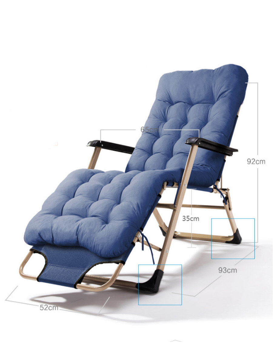 фото Раскладушка кресло-кровать с матрасом urm, 178х52х38 см, синяя